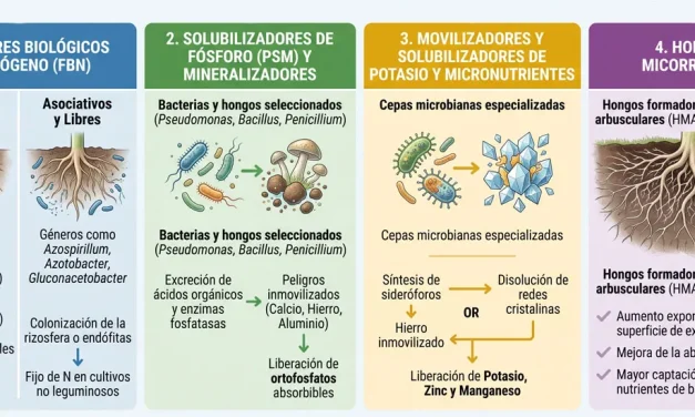 Tipos de microorganismos para biofertilización